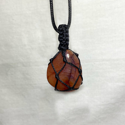 Adjustable Corded Tumbled Carnelian Necklace