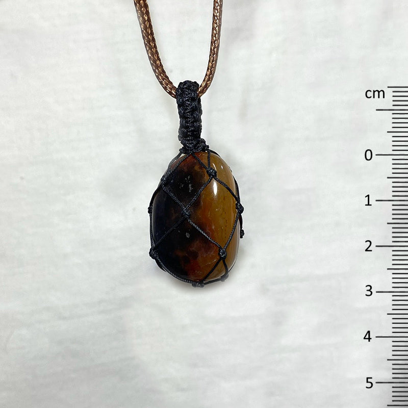 Adjustable Corded Tumbled Banded Carnelian Necklace