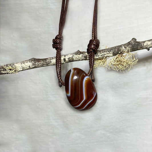 Adjustable Corded Tumbled Carnelian Necklace