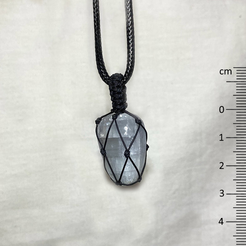 Adjustable Corded Tumbled Celestite Necklace