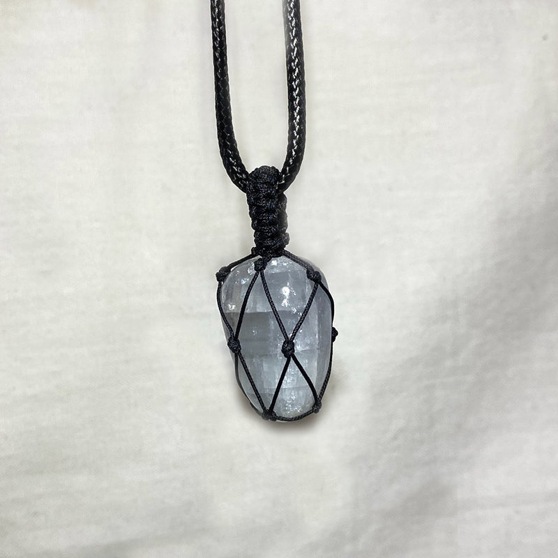 Adjustable Corded Tumbled Celestite Necklace