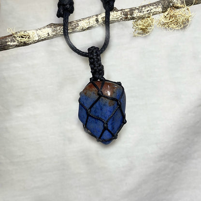Adjustable Corded Tumbled Dumortierite Necklace