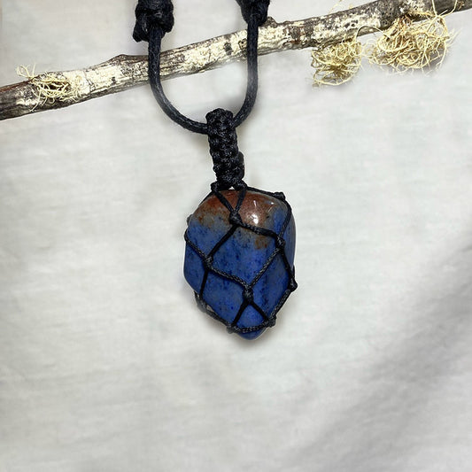 Adjustable Corded Tumbled Dumortierite Necklace