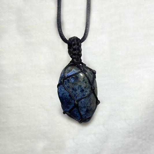 Adjustable Corded Tumbled Dumortierite Necklace