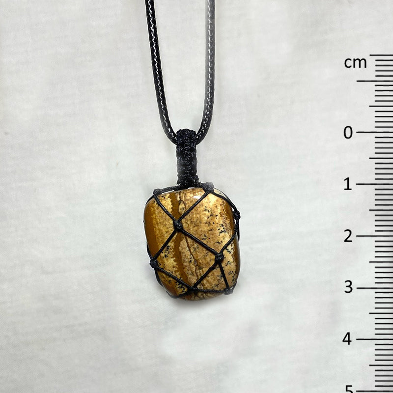Adjustable Corded Tumbled Picture Jasper Necklace