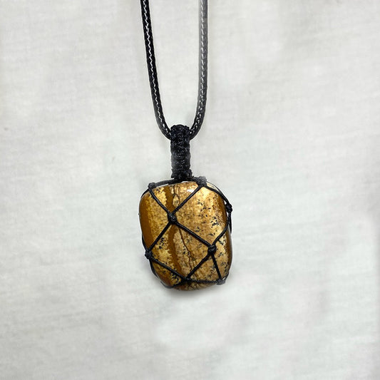 Adjustable Corded Tumbled Picture Jasper Necklace