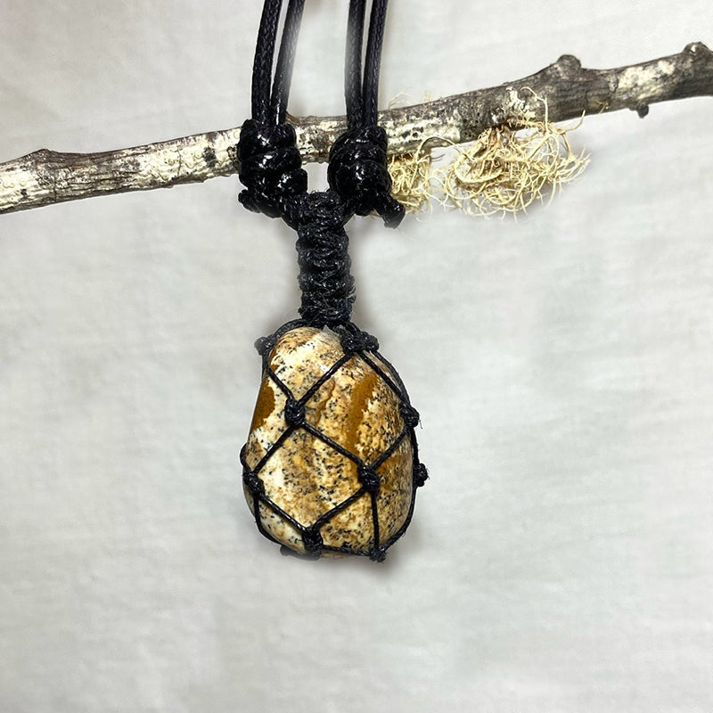 Adjustable Corded Tumbled Picture Jasper Necklace