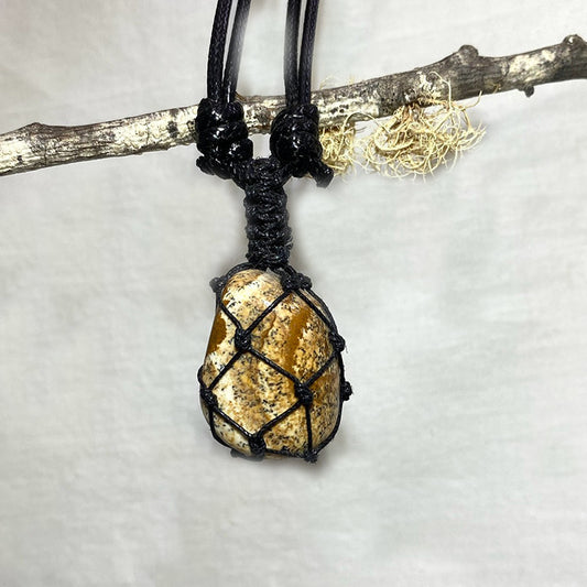 Adjustable Corded Tumbled Picture Jasper Necklace