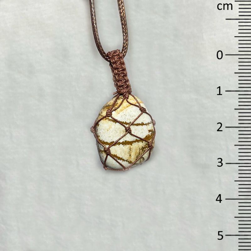 Adjustable Corded Tumbled Picture Jasper Necklace
