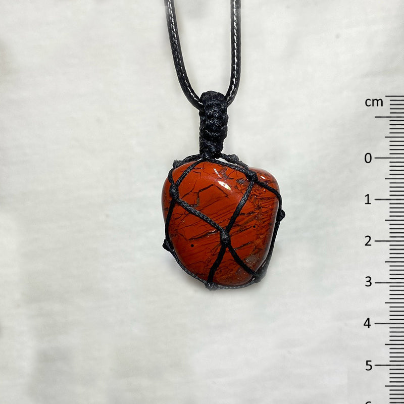 Adjustable Corded Tumbled Breoc Poppy Jasper Necklace