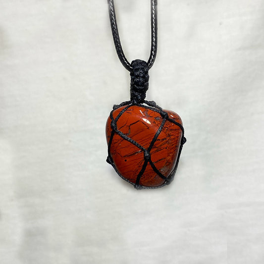 Adjustable Corded Tumbled Breoc Poppy Jasper Necklace