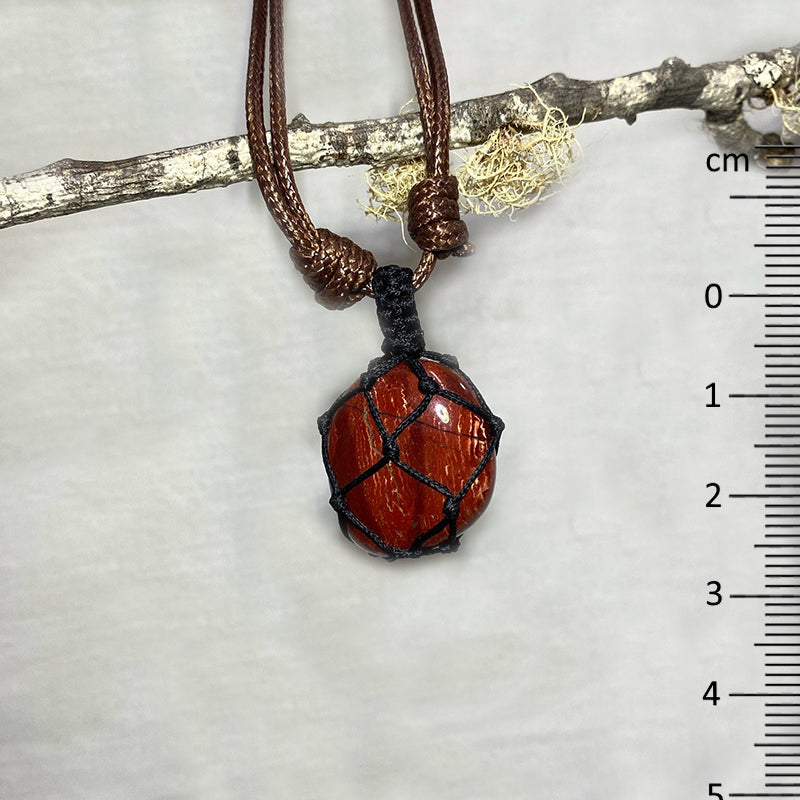 Adjustable Corded Tumbled Red Snakeskin Jasper Necklace