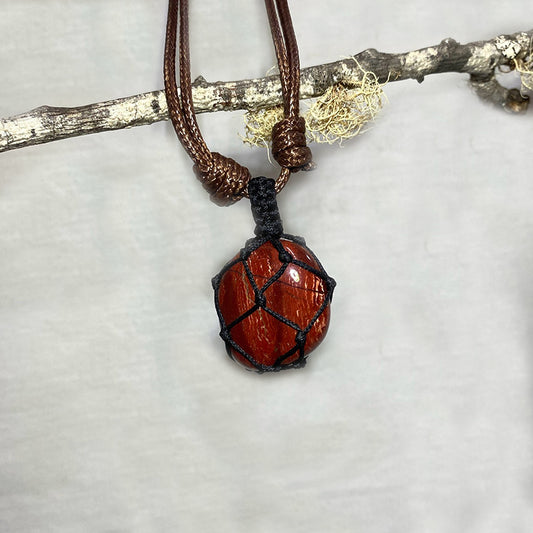 Adjustable Corded Tumbled Red Snakeskin Jasper Necklace