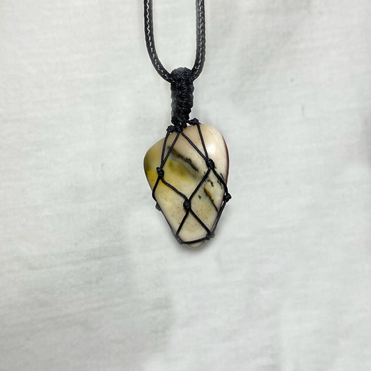 Adjustable Corded Tumbled Mookaite Jasper Necklace