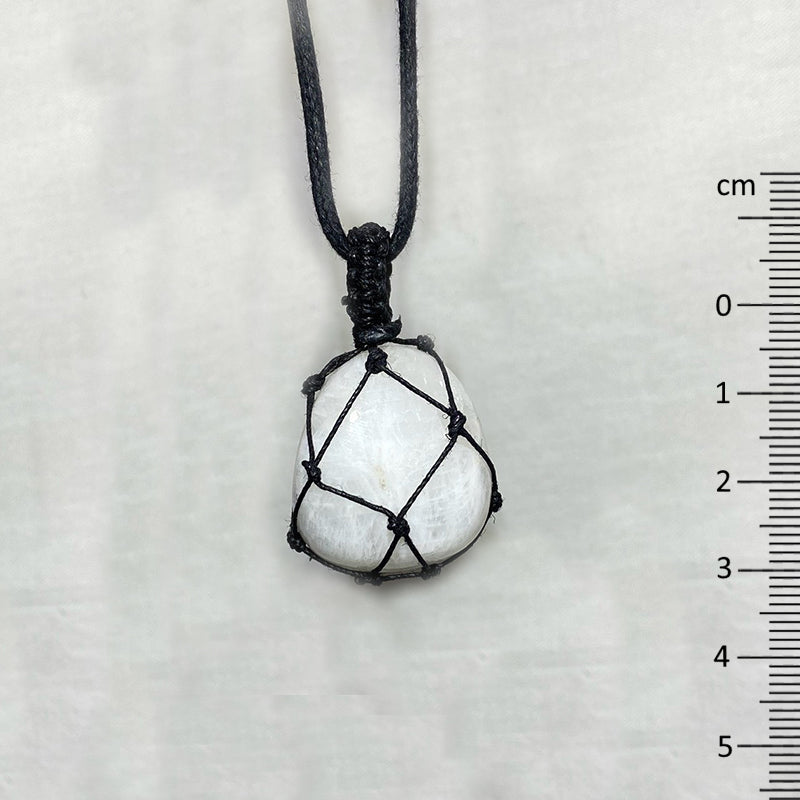 Adjustable Corded Tumbled Moonstone Necklace