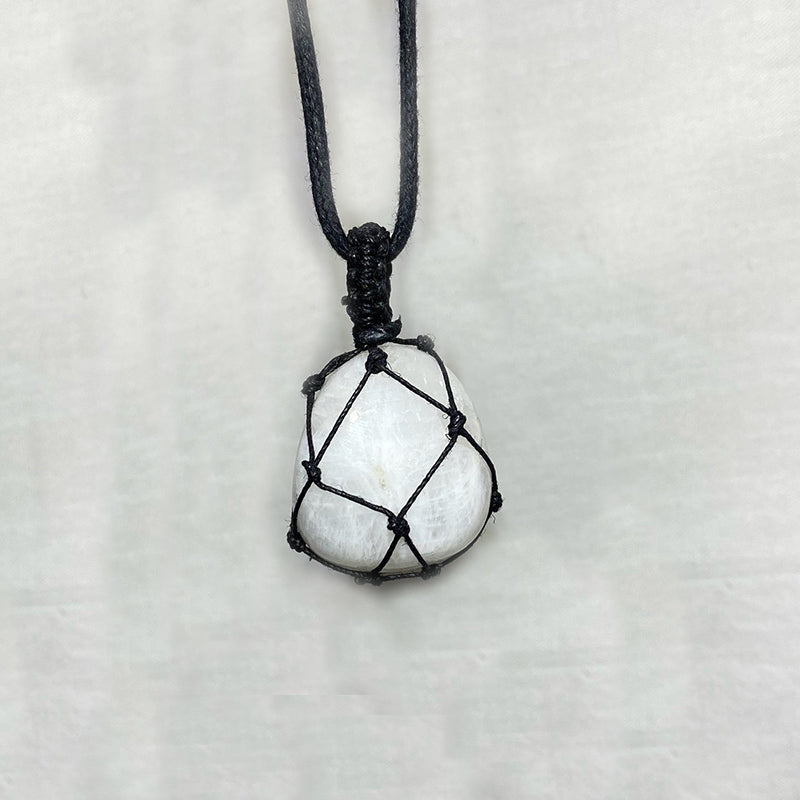 Adjustable Corded Tumbled Moonstone Necklace