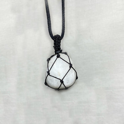 Adjustable Corded Tumbled Moonstone Necklace
