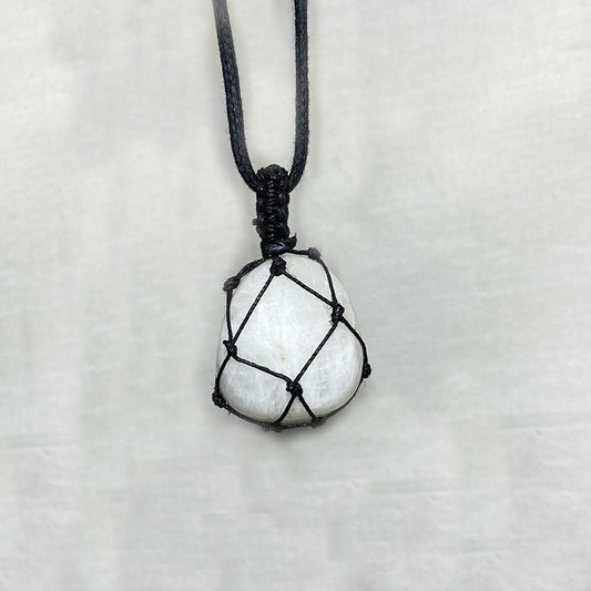 Adjustable Corded Tumbled Moonstone Necklace