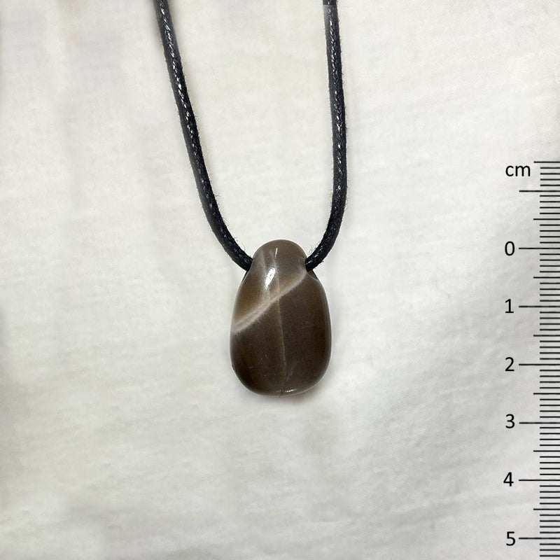 Adjustable Corded Tumbled Grey Moonstone Necklace