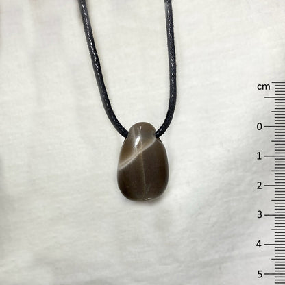 Adjustable Corded Tumbled Grey Moonstone Necklace
