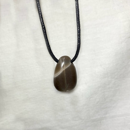 Adjustable Corded Tumbled Grey Moonstone Necklace