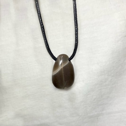 Adjustable Corded Tumbled Grey Moonstone Necklace