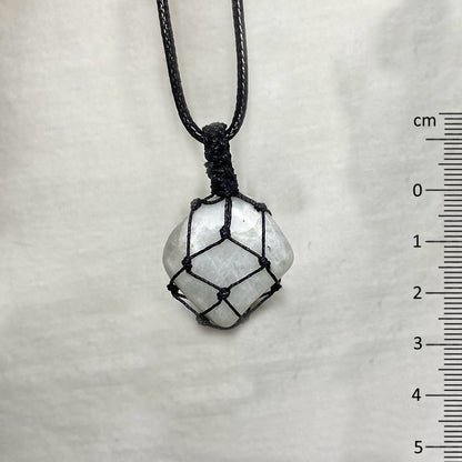 Adjustable Corded Tumbled Rainbow Moonstone Necklace