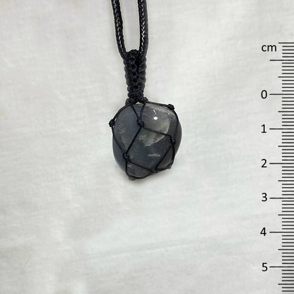 Adjustable Corded Tumbled Black Moonstone Necklace