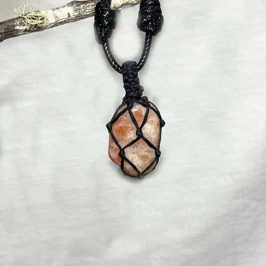 Adjustable Corded Tumbled Sunstone Necklace