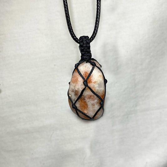 Adjustable Corded Tumbled Sunstone Necklace