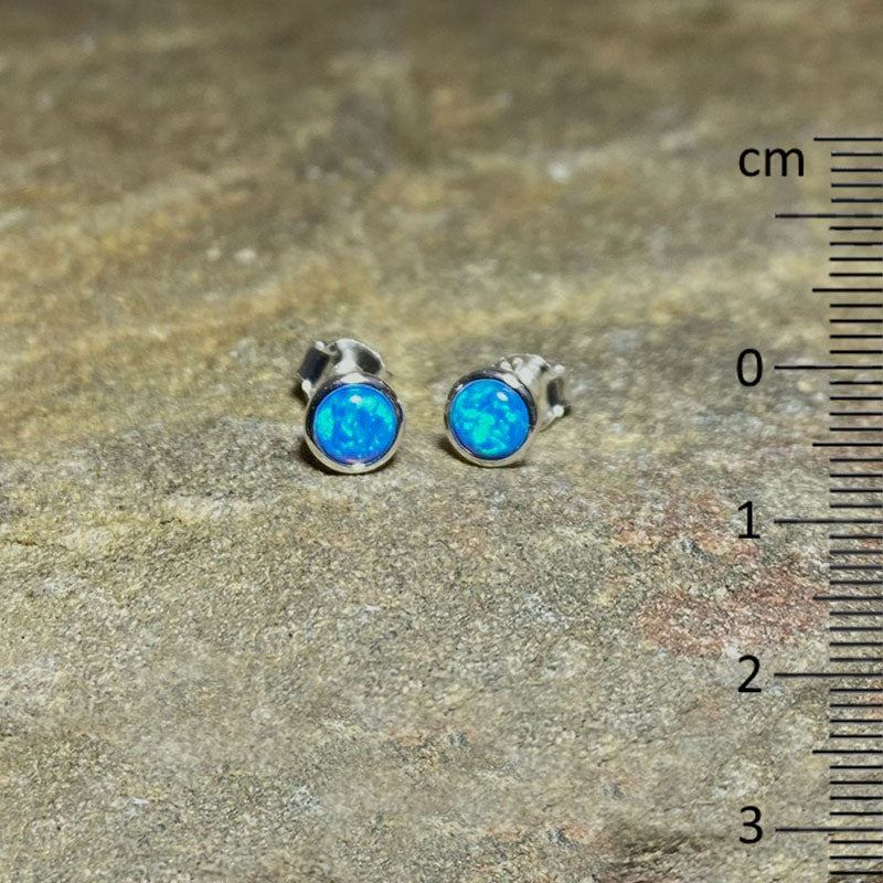 Round Opal Stud Earrings