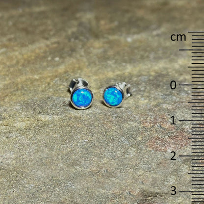 Round Opal Stud Earrings