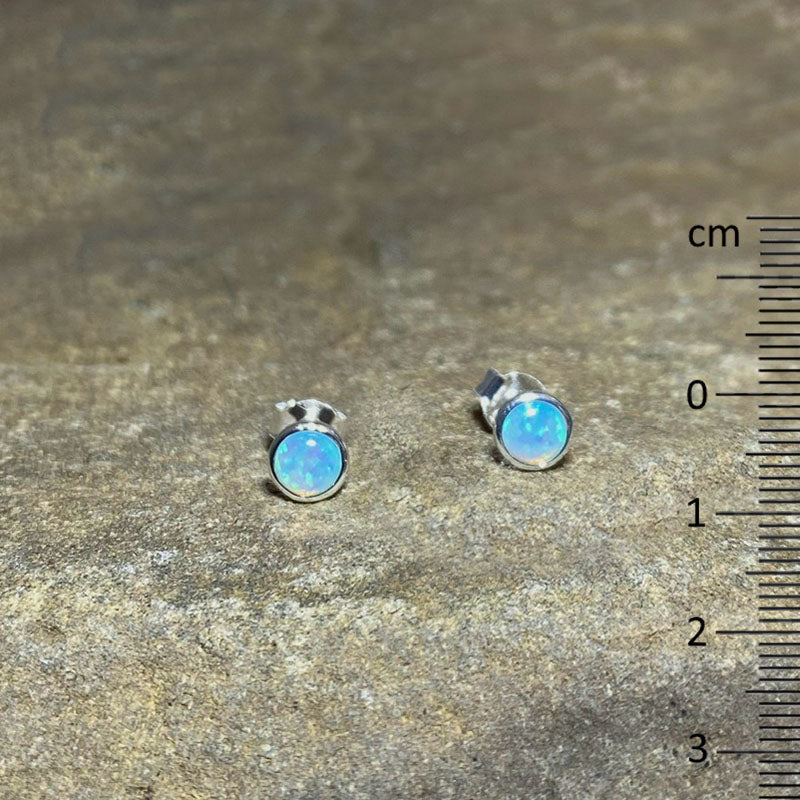 Round Opal Stud Earrings