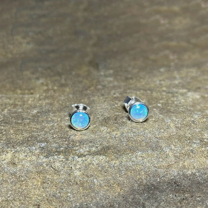 Round Opal Stud Earrings