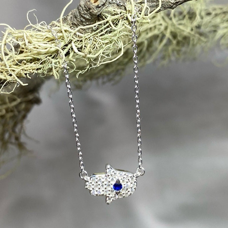 Hamsa Hand Sterling Silver Necklace