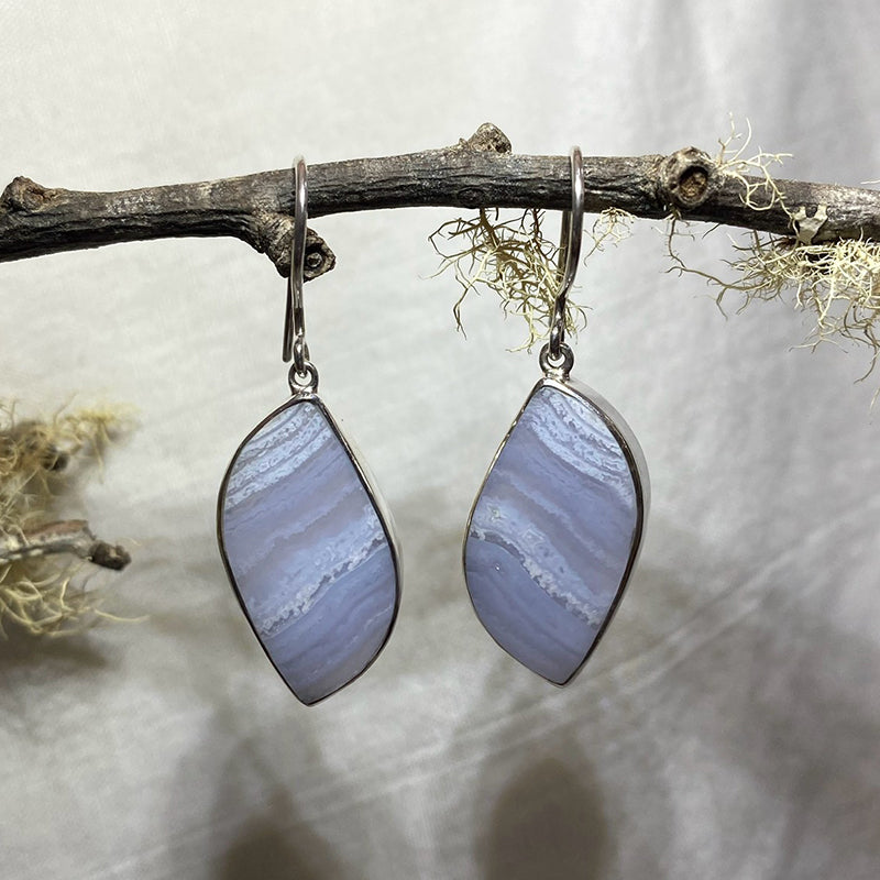 Freeform Blue Lace Agate Earrings