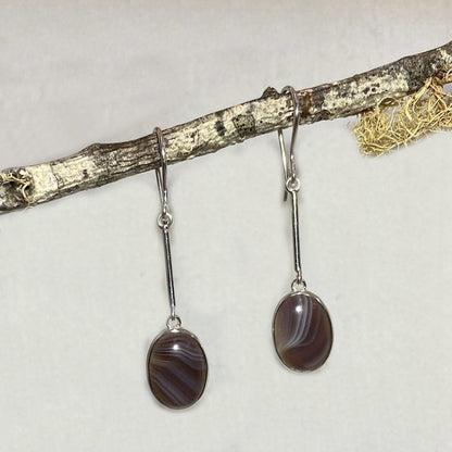 Oval Botswana Agate Earrings