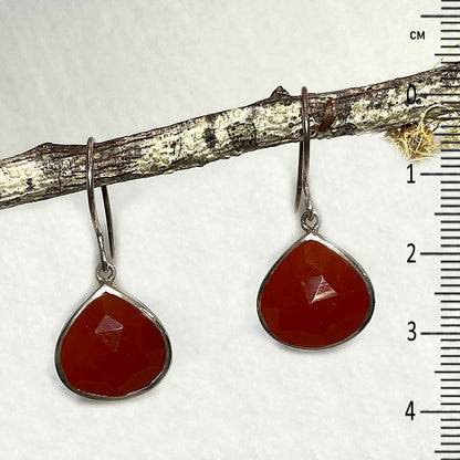 Faceted Teardrop Carnelian Earrings