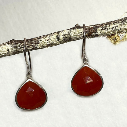Faceted Teardrop Carnelian Earrings