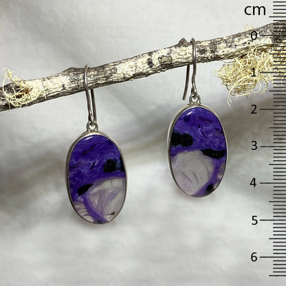 Oval Charoite Earrings