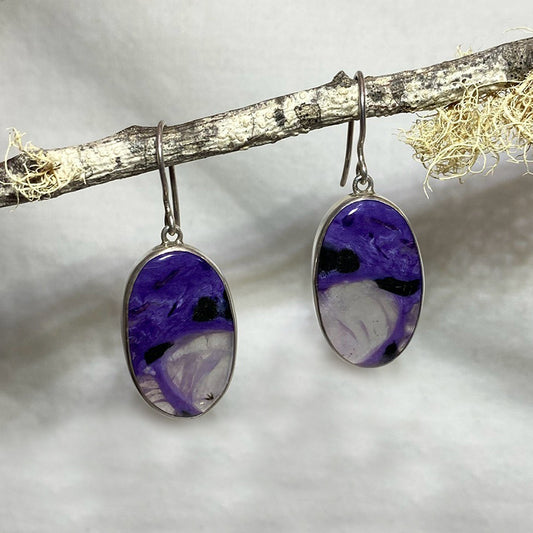 Oval Charoite Earrings