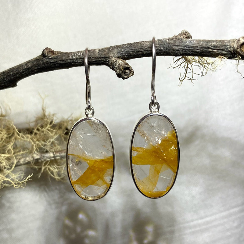 Oval Golden Healer Quartz Earrings