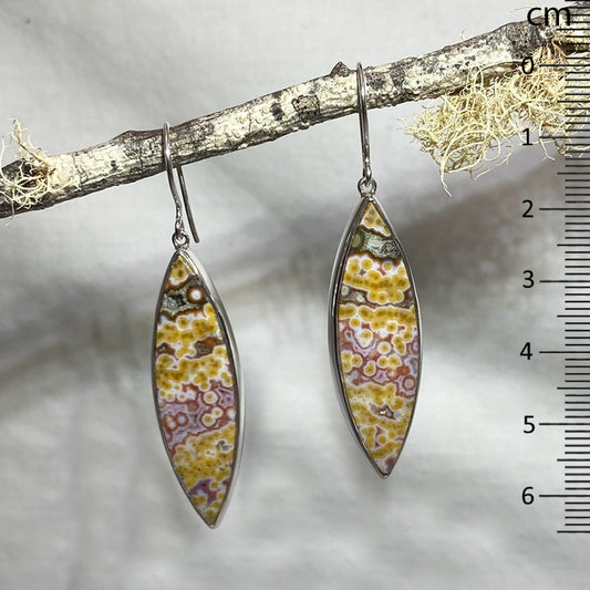 Leaf Shaped Ocean Jasper Earrings