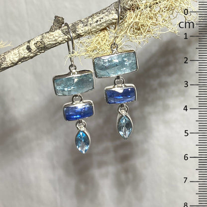 Combination Aqua & Blue Kyanite Earrings