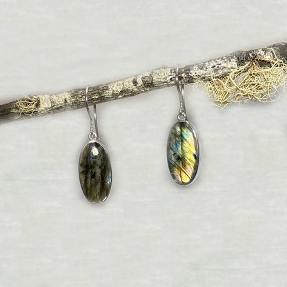Oval Labradorite Earrings