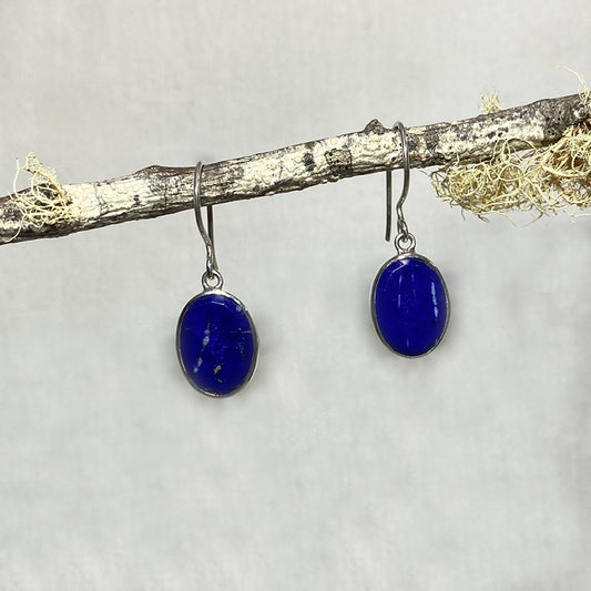 Oval Faceted Lapis Lazuli Earrings