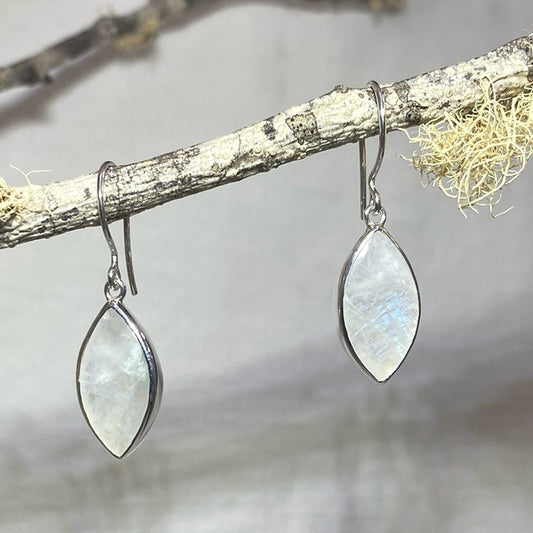 Leaf Rainbow Moonstone Earrings