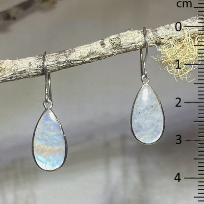 Teardrop Rainbow Moonstone Earrings