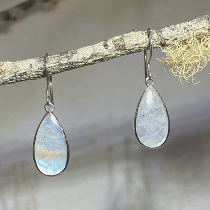 Teardrop Rainbow Moonstone Earrings