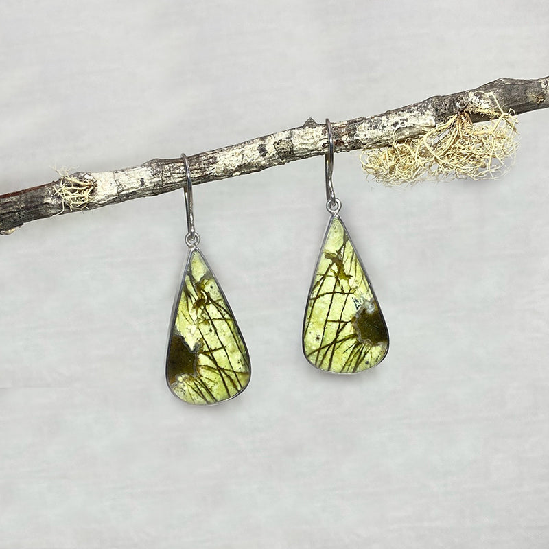 Teardrop Green Opal Earrings